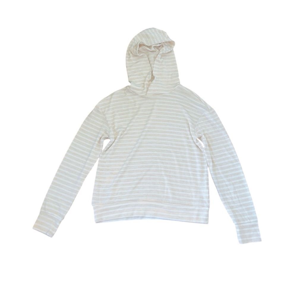 NEW a new day Stripe Hoodie Pullover Cream and White